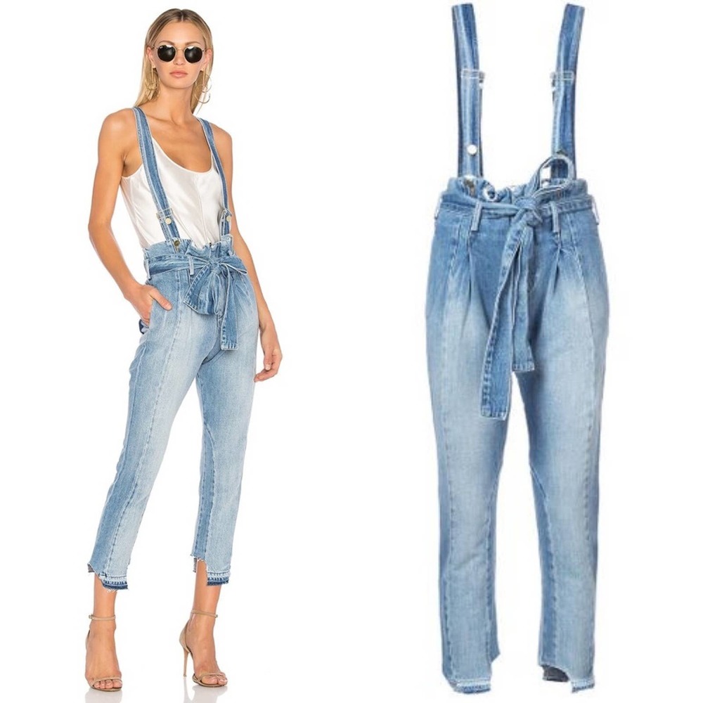 FRAME Skyline Mix denim Le Overall suspender jeans